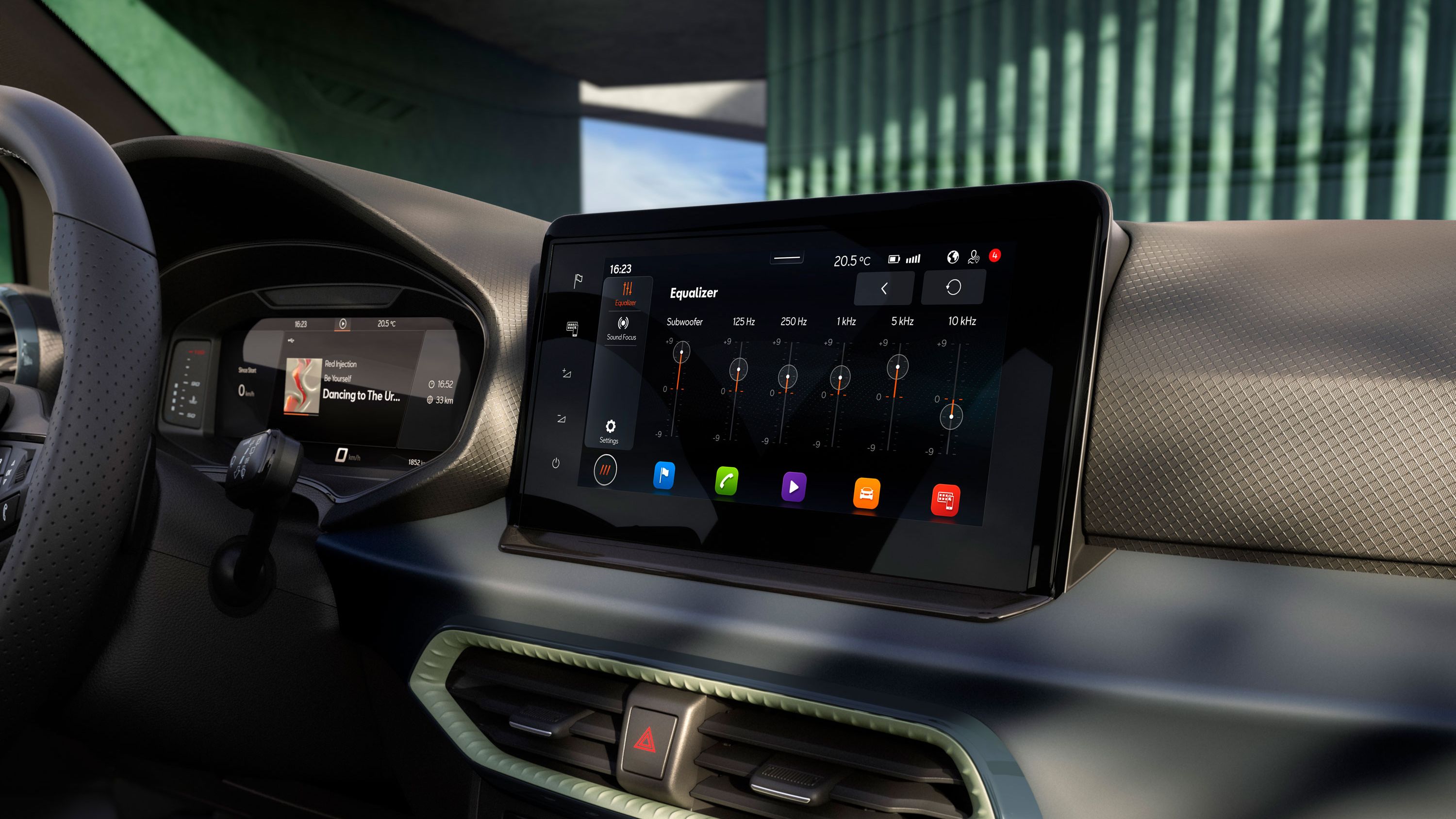 Tablier do SEAT Arona, que inclui o sistema de som SEAT, entre outras funcionalidades