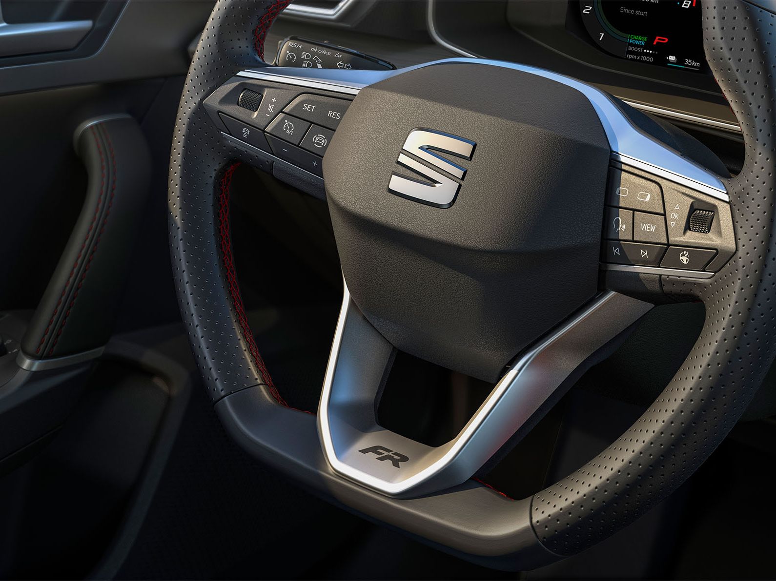 volante desportivo multifunções em pele do SEAT Leon 