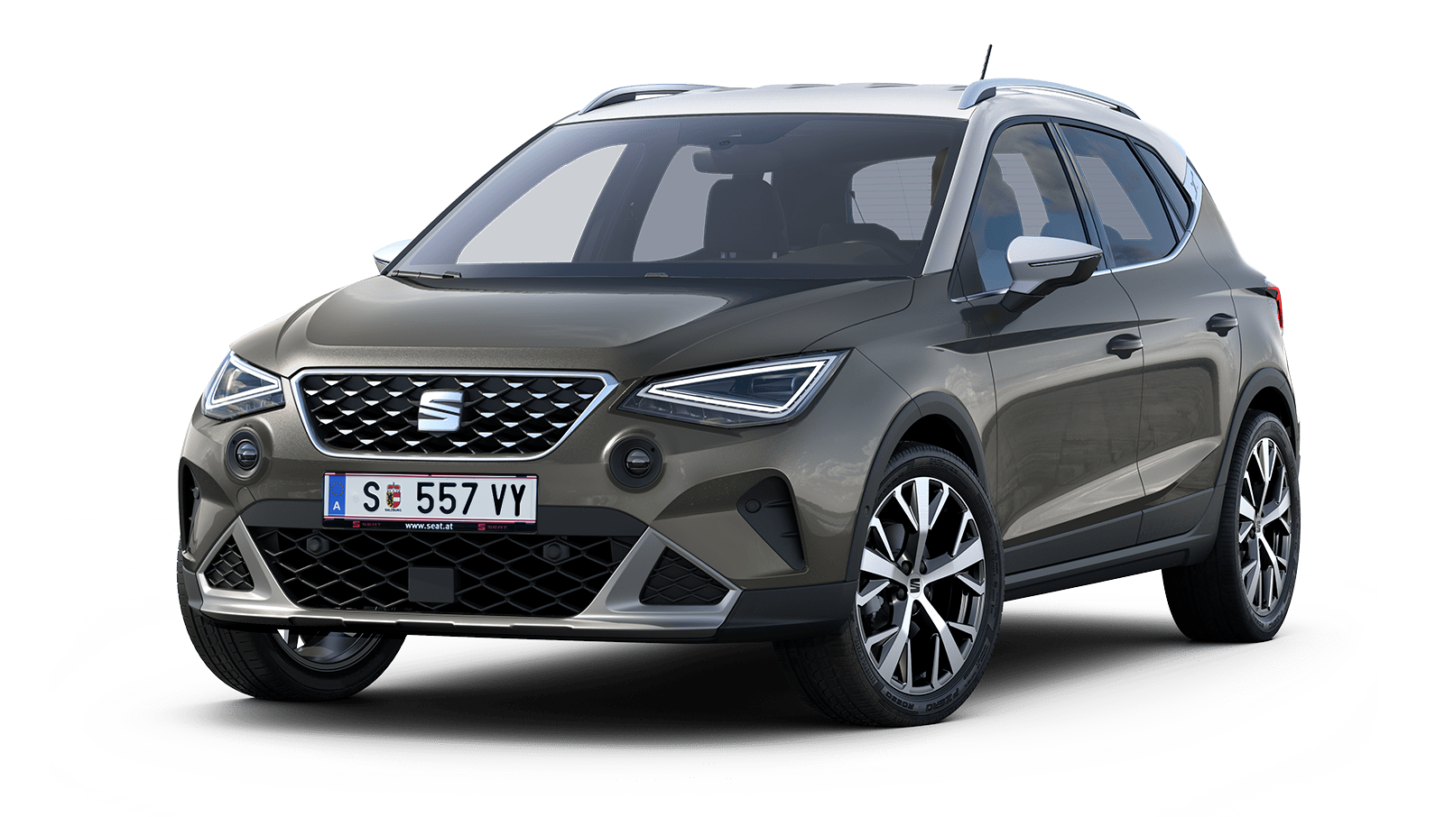 SEAT Arona Xperience Cliff Grey, com design moderno e perfil urbano-aventureiro.