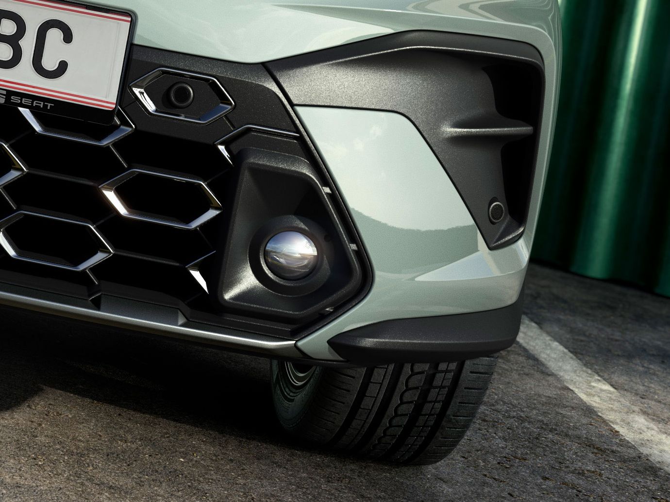 Detalhes do para-choques dianteiro do SEAT Arona 2025.